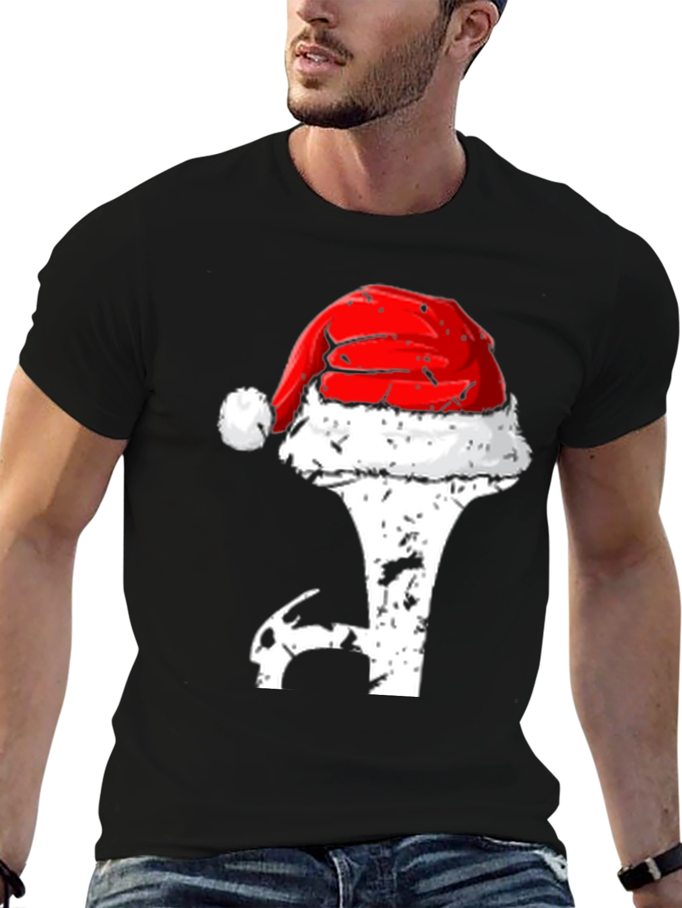 Holiday Golf T-Shirt - Santa Hat Novelty Tee