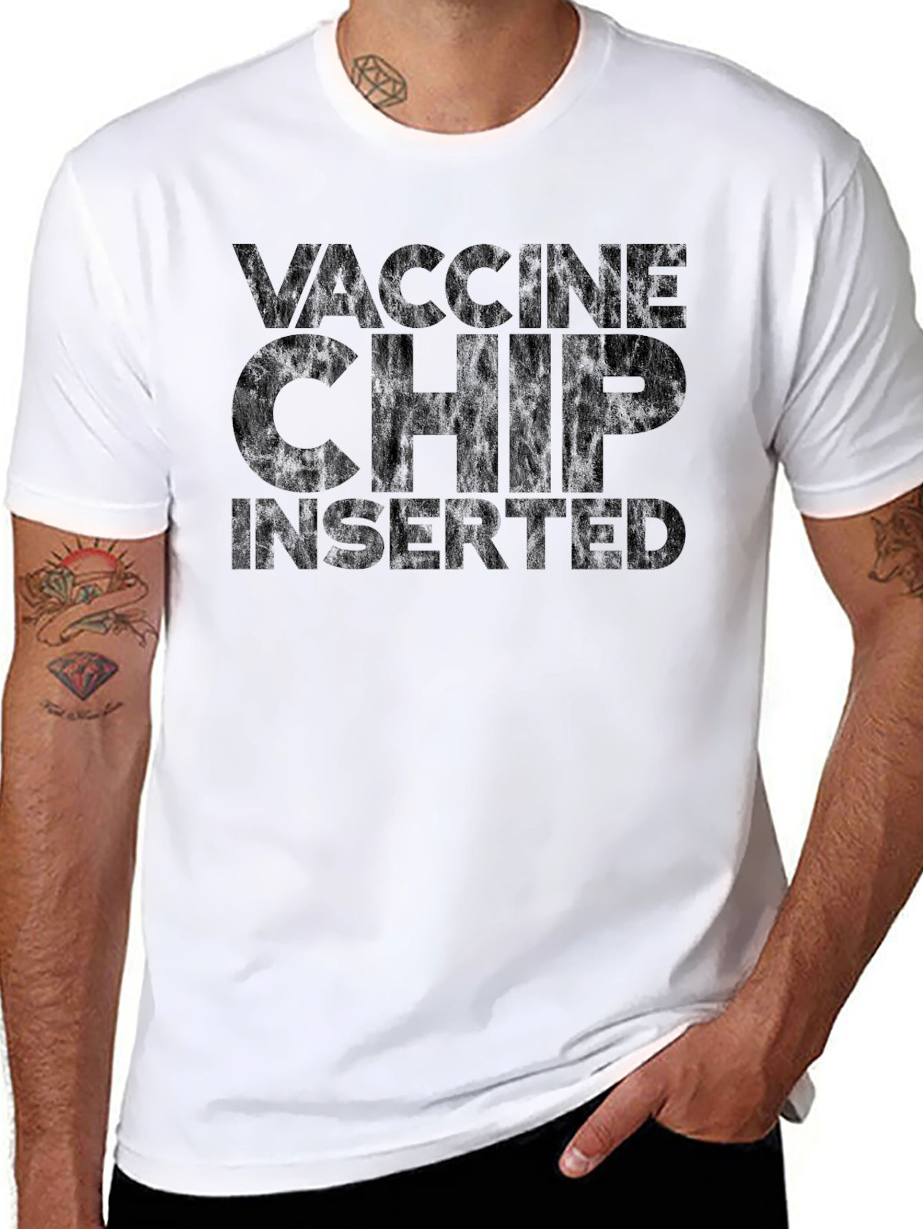 Vaccine Chip Inserted Black T-Shirt