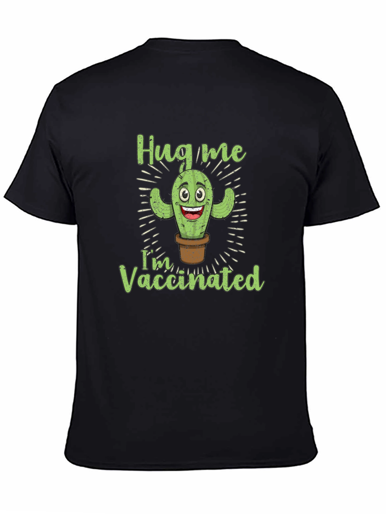 Hug Me Im Vaccinated Funny Cactus T-Shirt