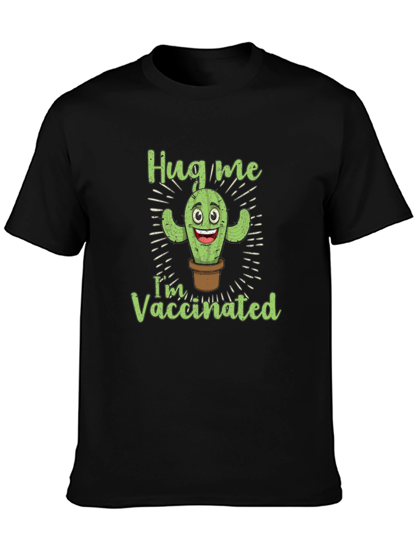 Hug Me Im Vaccinated Funny Cactus T-Shirt