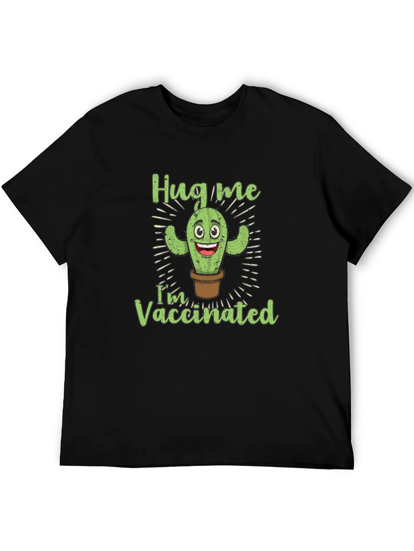 Hug Me Im Vaccinated Funny Cactus T-Shirt