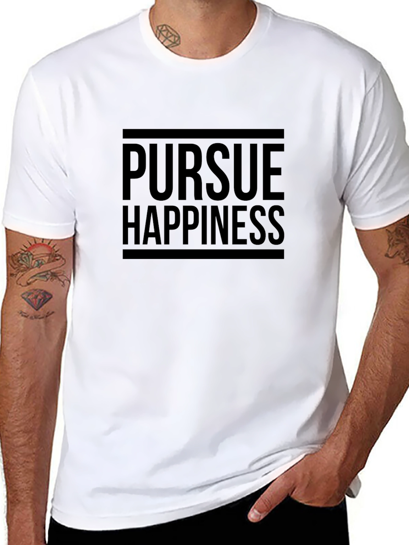 Pursue Happiness Graphic Tee - Black Cotton T-Shirt