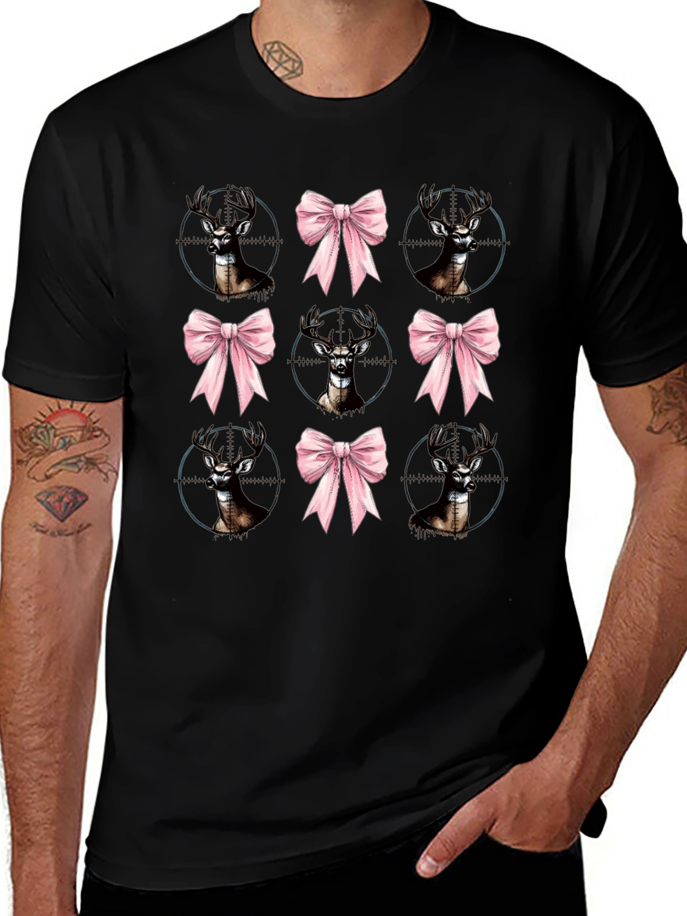 Deer Bow Hunting Tee - Unique Graphic Print Shirt