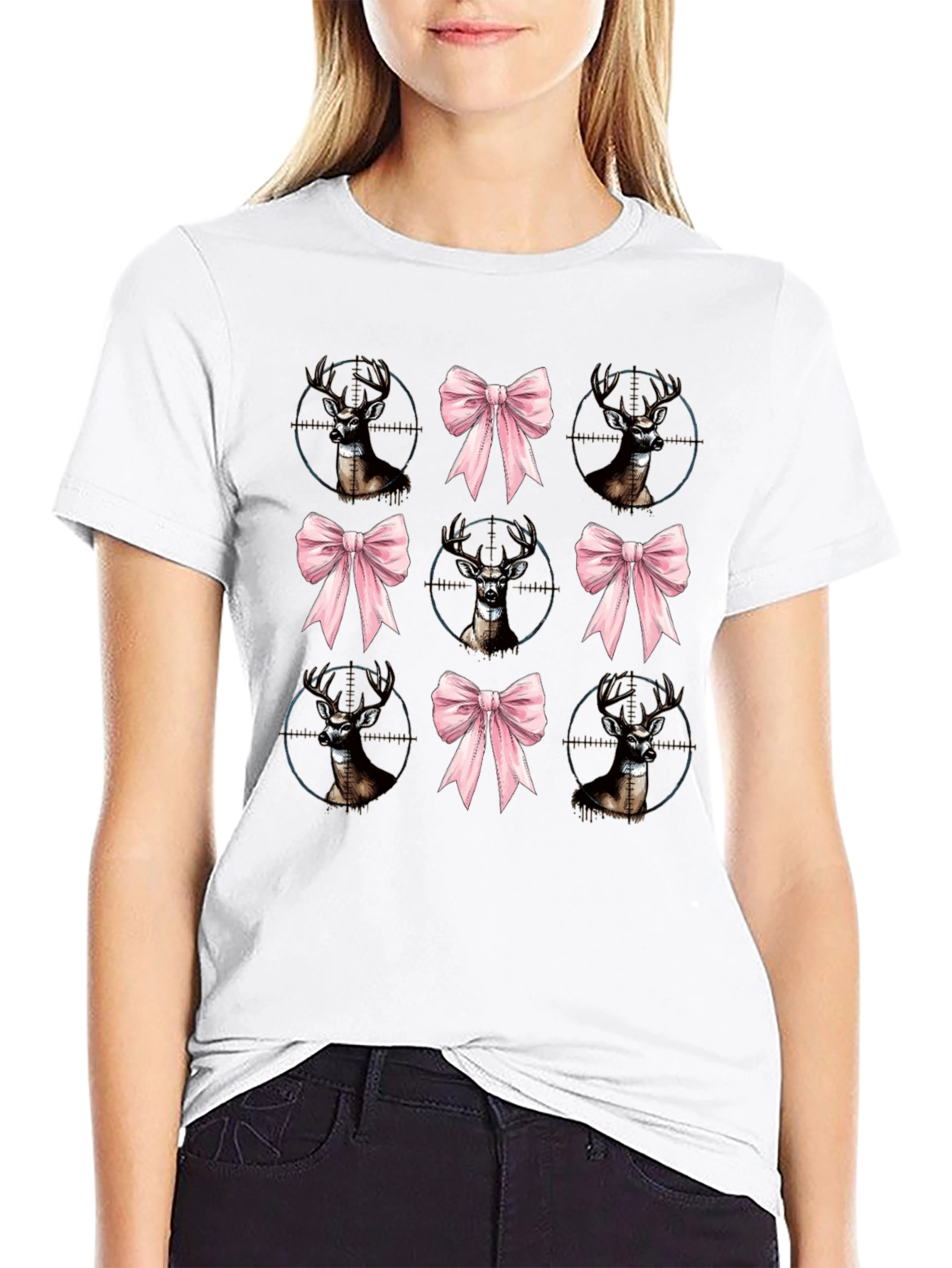 Deer Bow Hunting Tee - Unique Graphic Print Shirt