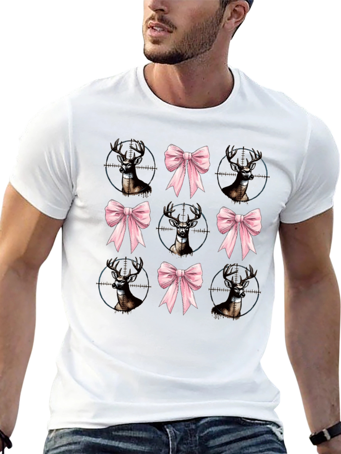 Deer Bow Hunting Tee - Unique Graphic Print Shirt