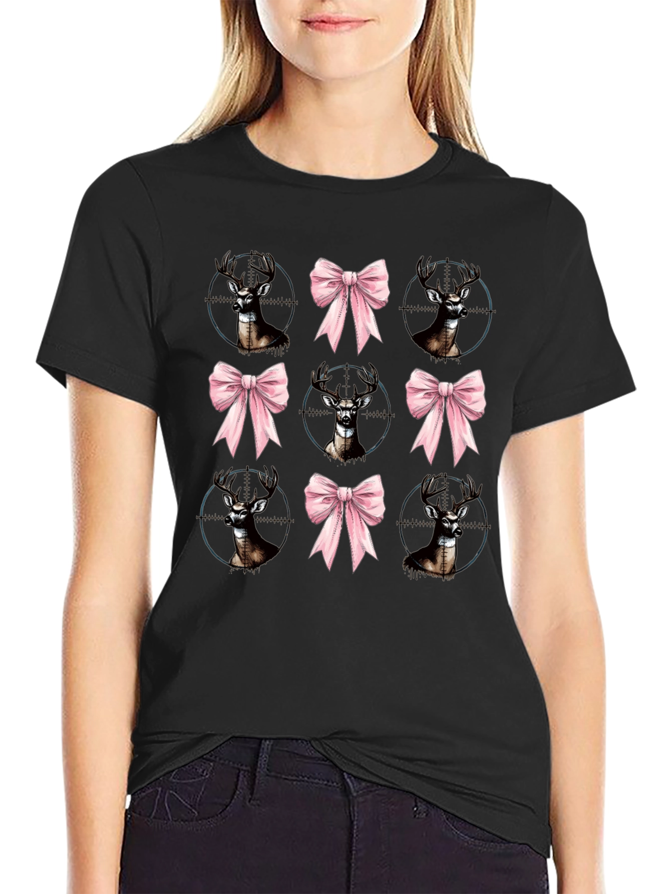 Deer Bow Hunting Tee - Unique Graphic Print Shirt