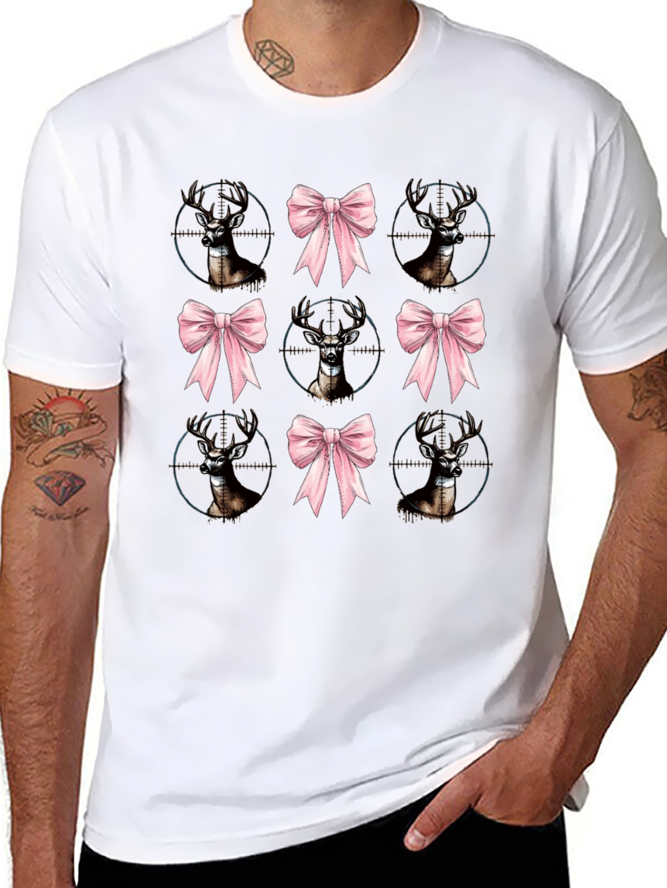 Deer Bow Hunting Tee - Unique Graphic Print Shirt