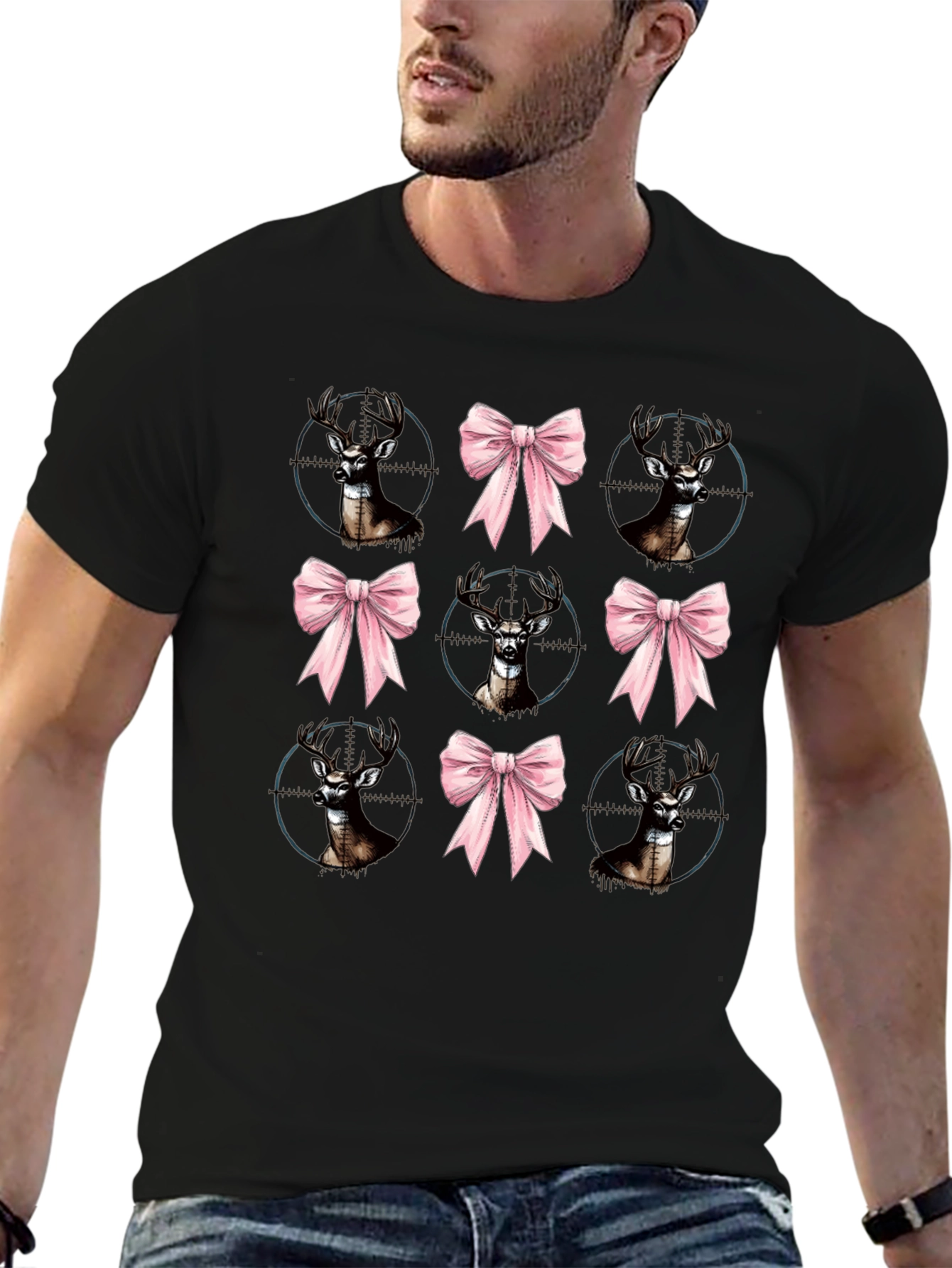 Deer Bow Hunting Tee - Unique Graphic Print Shirt