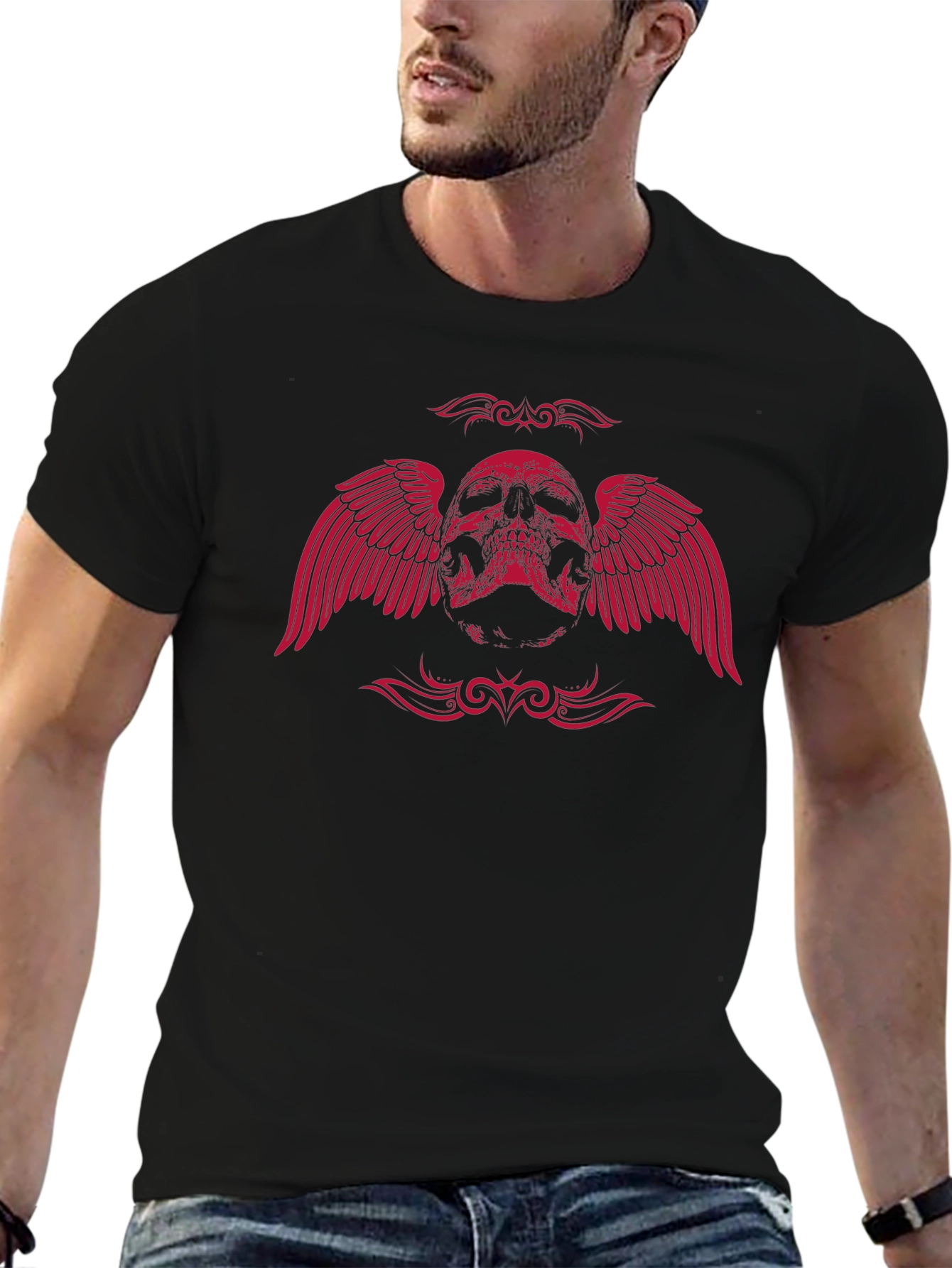 Winged Skull Graphic Tee - Black
