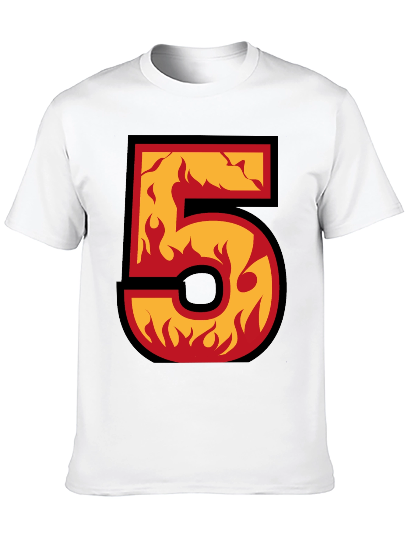 Flaming Number 5 Graphic T-Shirt