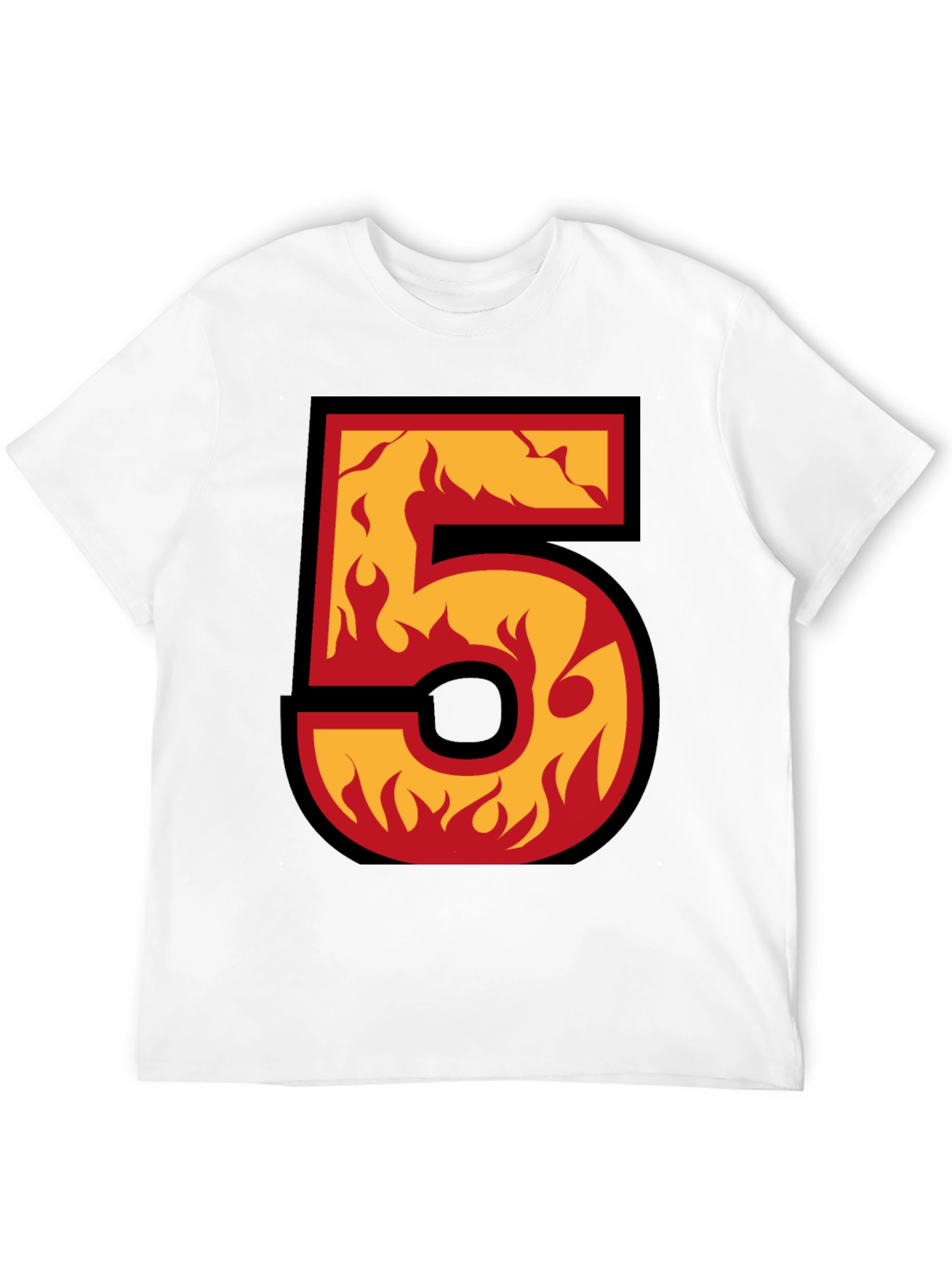 Flaming Number 5 Graphic T-Shirt