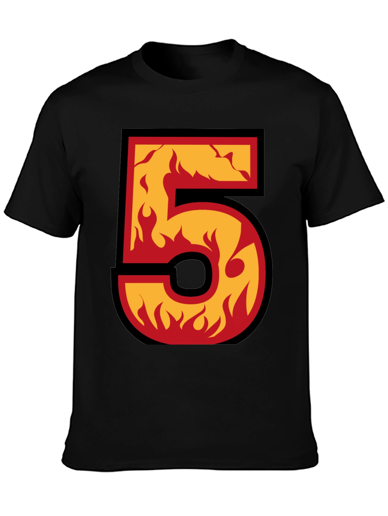 Flaming Number 5 Graphic T-Shirt