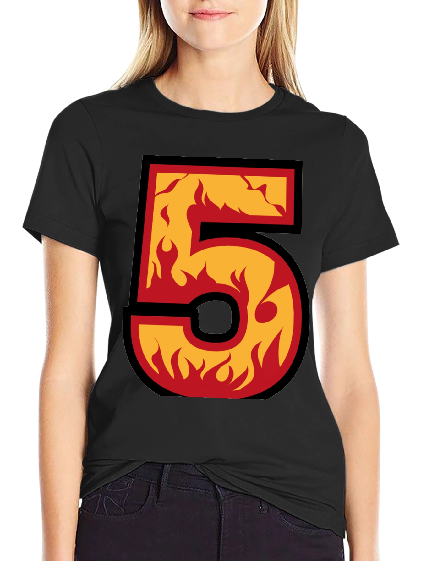 Flaming Number 5 Graphic T-Shirt