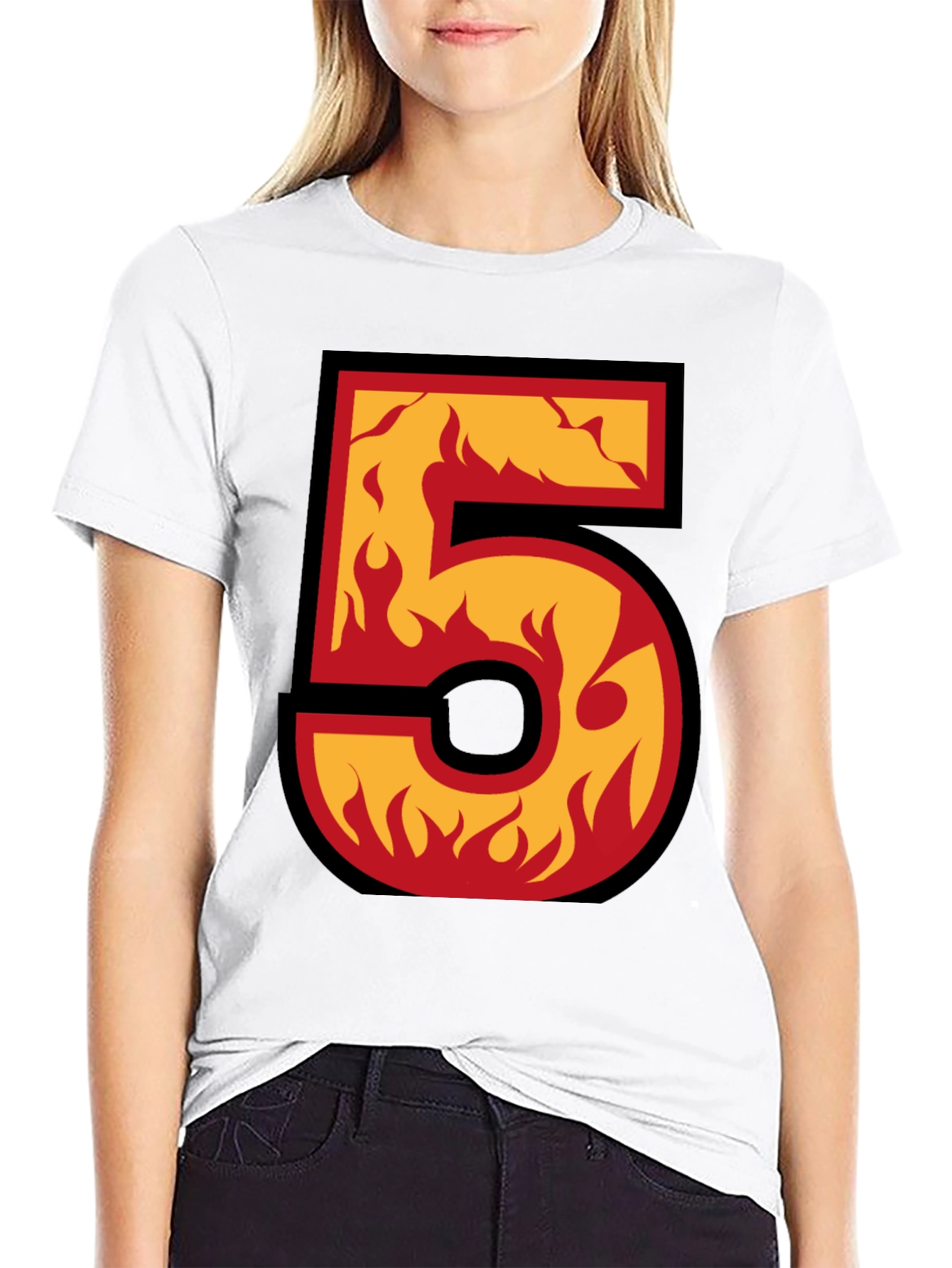 Flaming Number 5 Graphic T-Shirt
