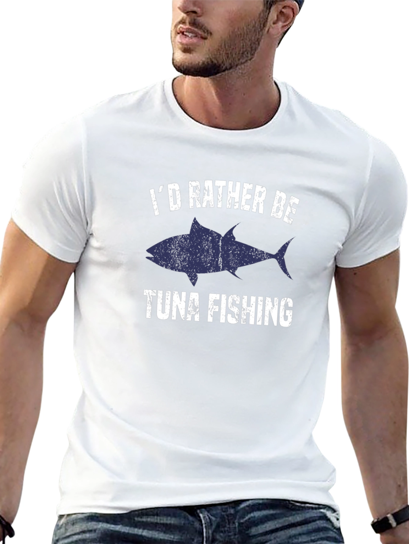 Tuna Fishing Graphic T-Shirt - Black Crew Neck Tee