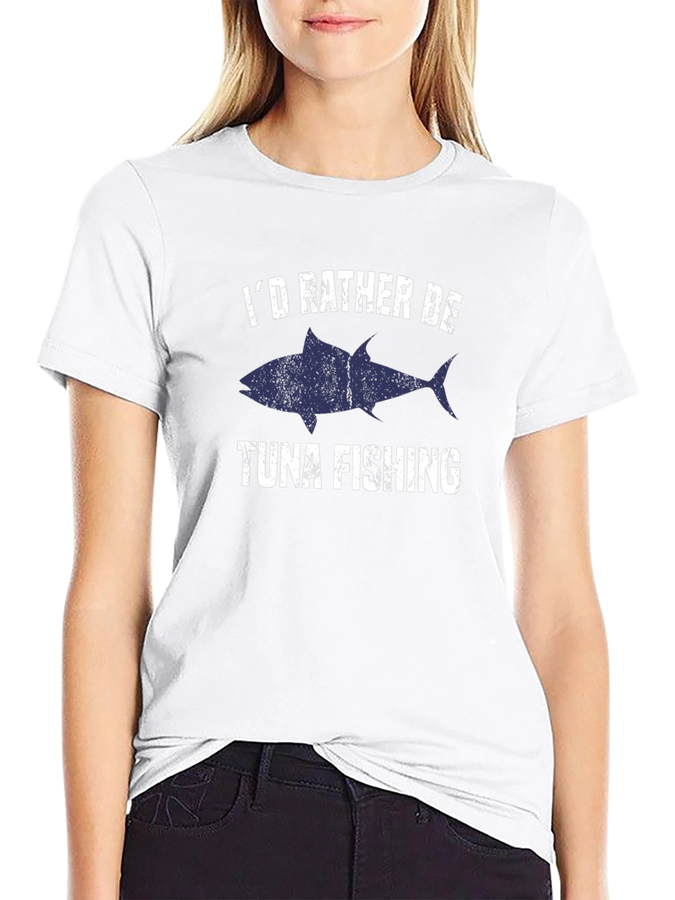 Tuna Fishing Graphic T-Shirt - Black Crew Neck Tee