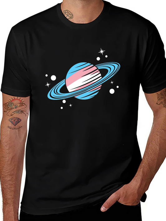 Trans Pride Planet T-Shirt - Black Cotton Tee