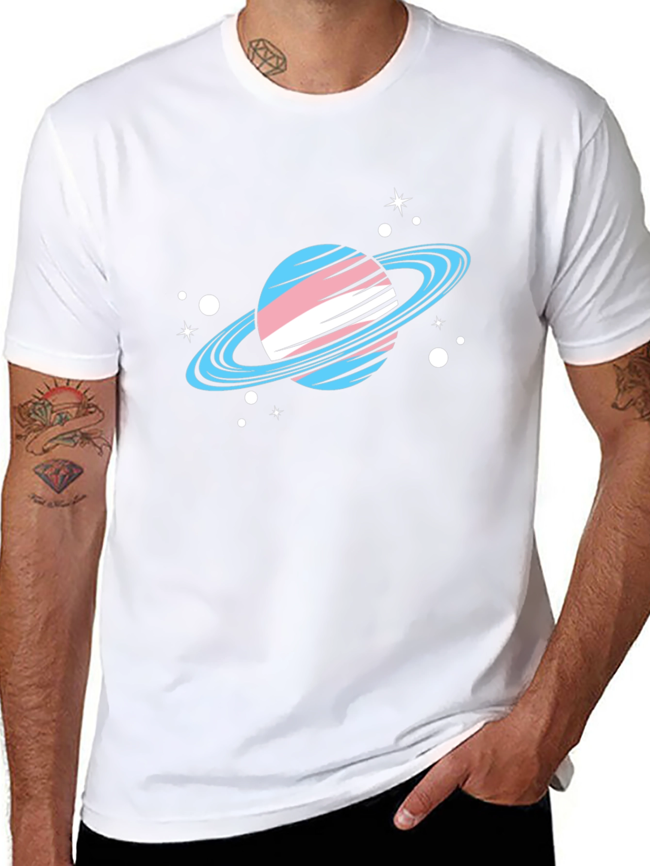 Trans Pride Planet T-Shirt - Black Cotton Tee