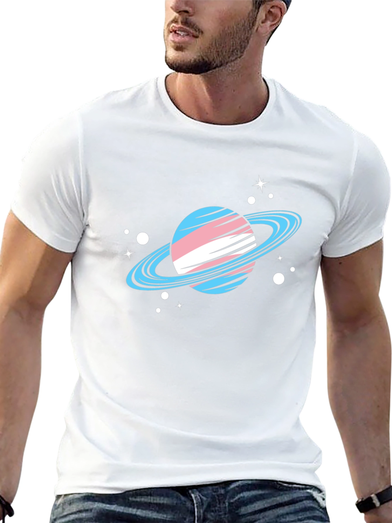 Trans Pride Planet T-Shirt - Black Cotton Tee