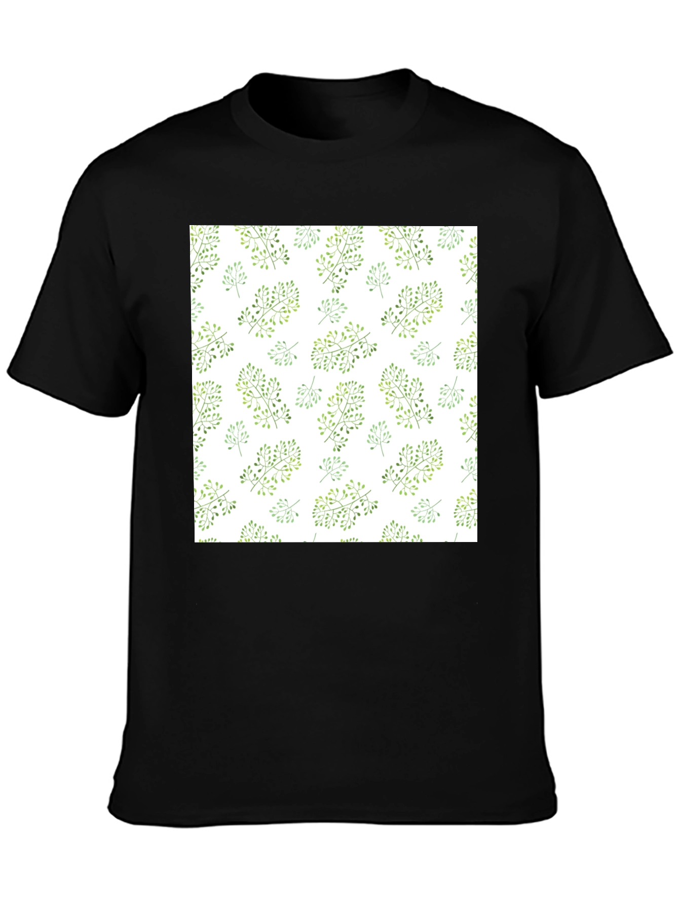 Nature Pattern Black T-Shirt