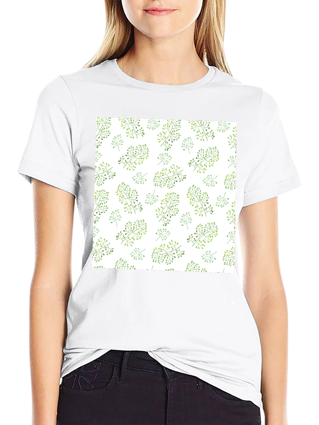 Nature Pattern Black T-Shirt