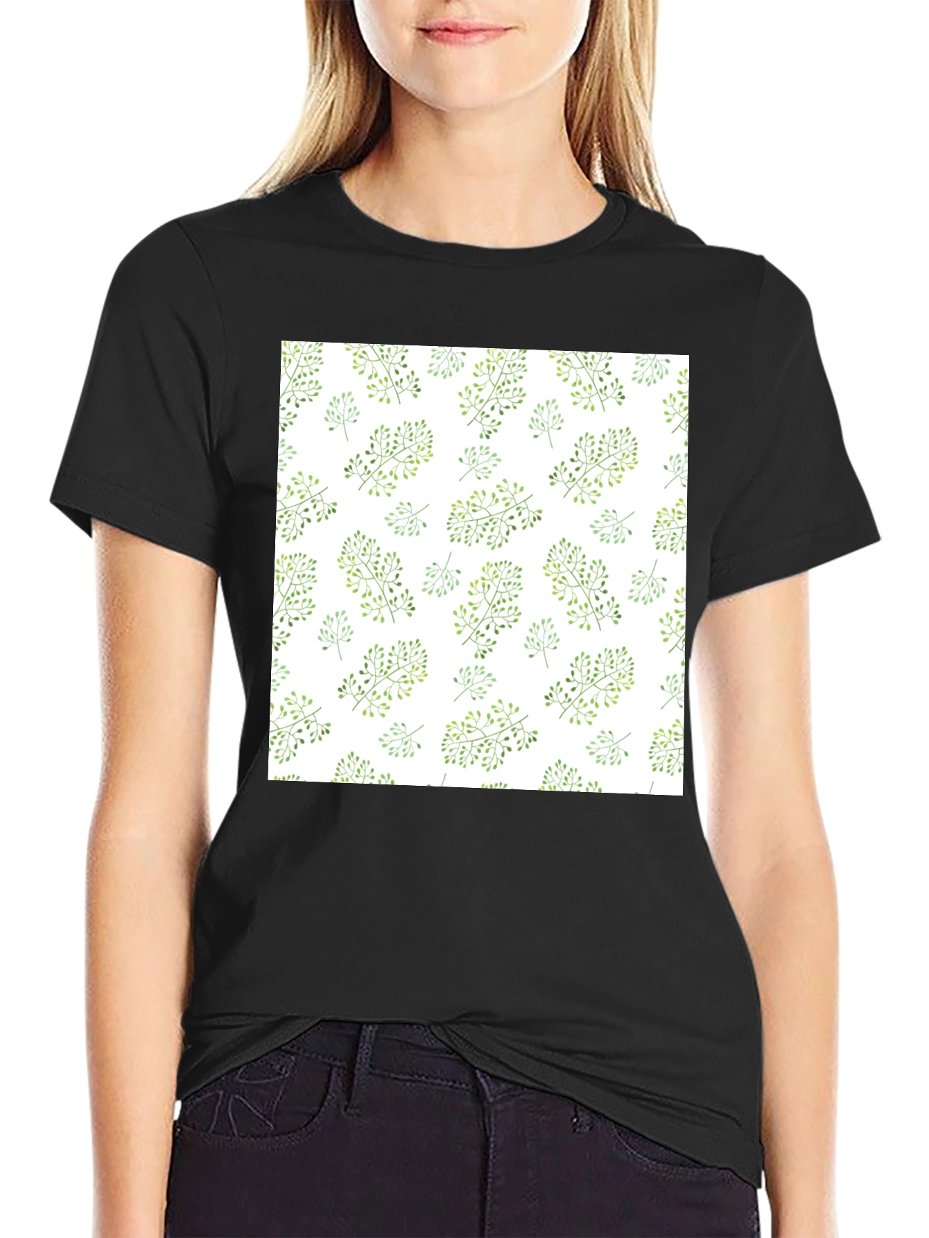 Nature Pattern Black T-Shirt