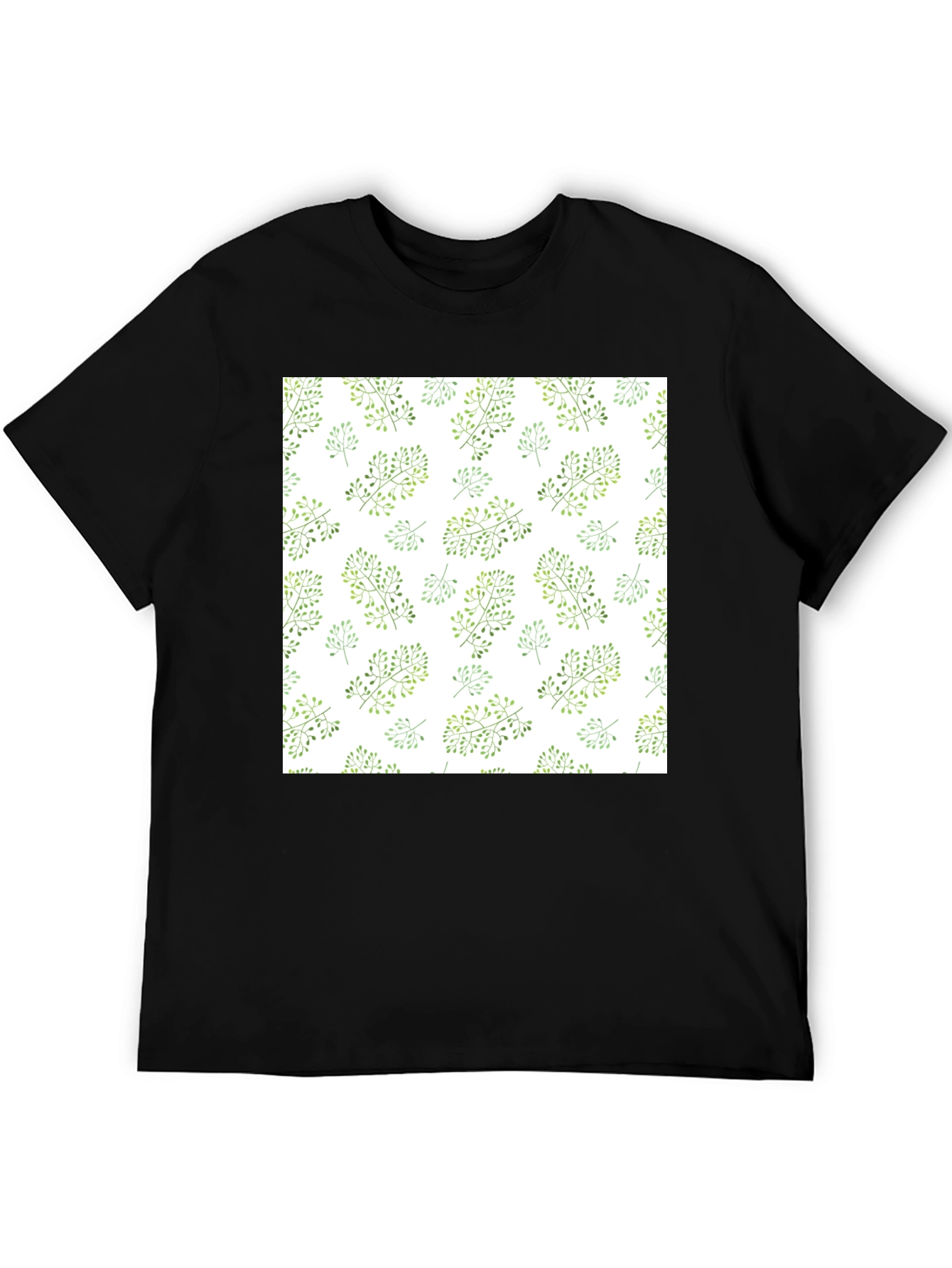 Nature Pattern Black T-Shirt