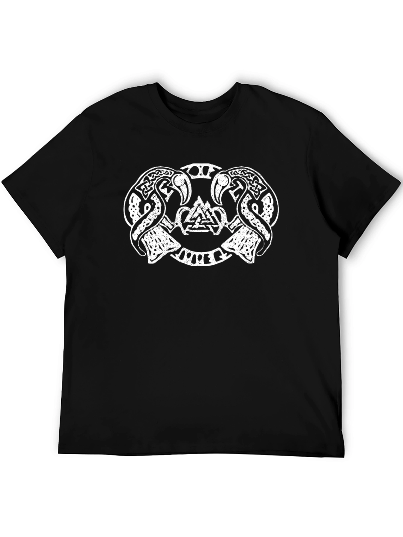 Black T-Shirt with Viking Design