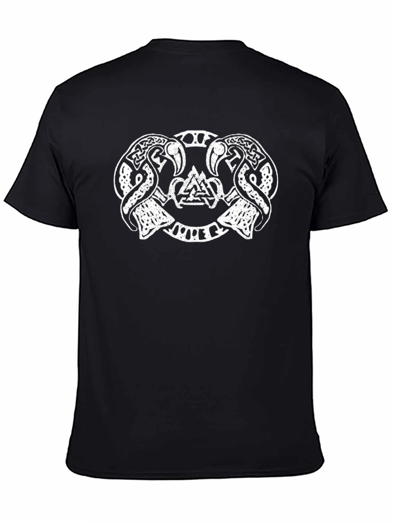 Black T-Shirt with Viking Design