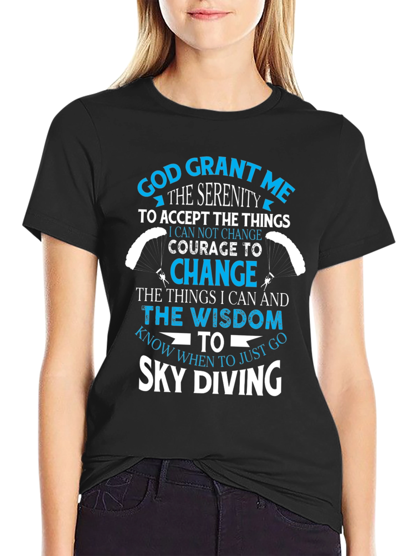 Sky Diving Serenity Prayer Graphic T-Shirt