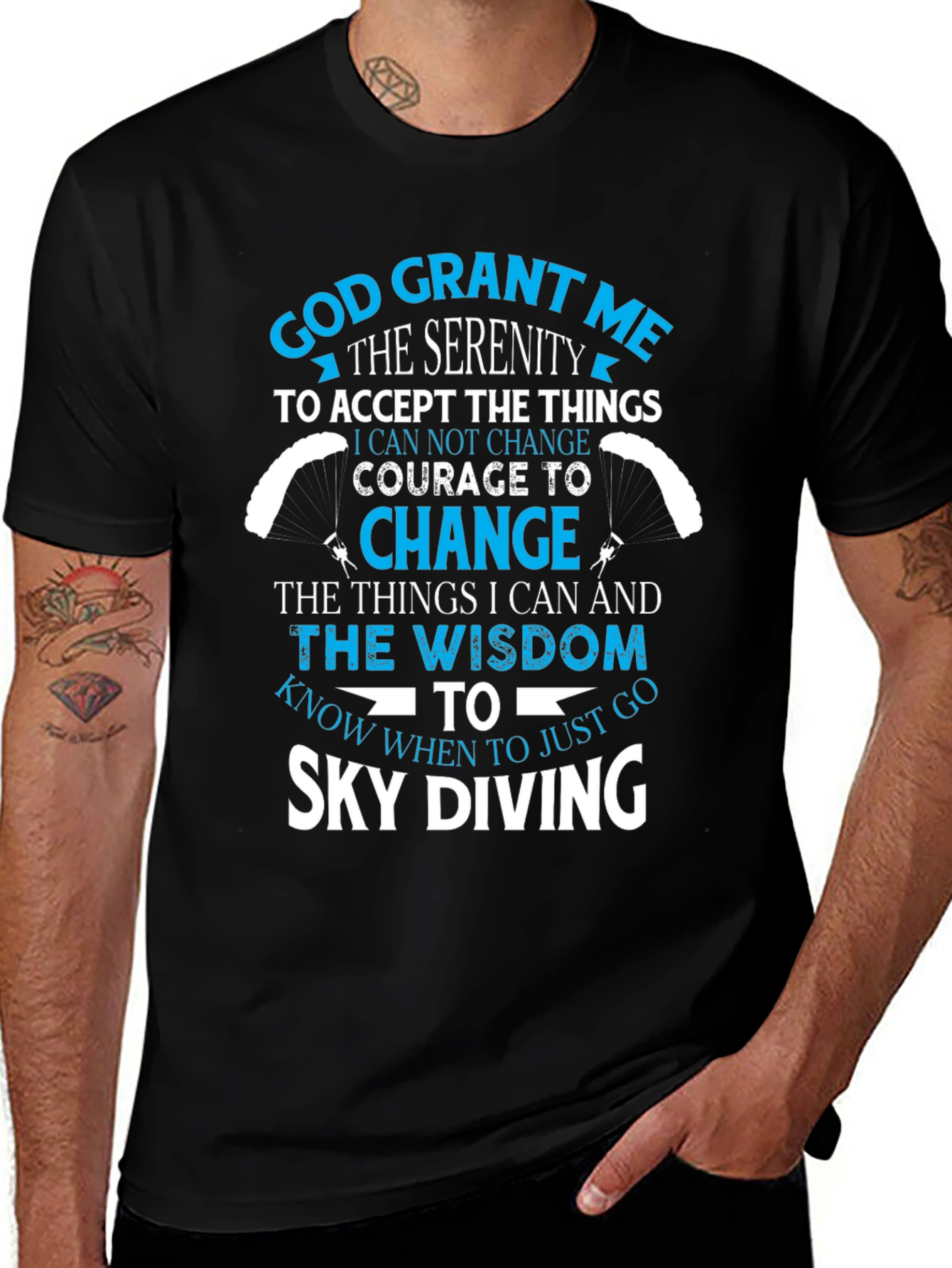 Sky Diving Serenity Prayer Graphic T-Shirt