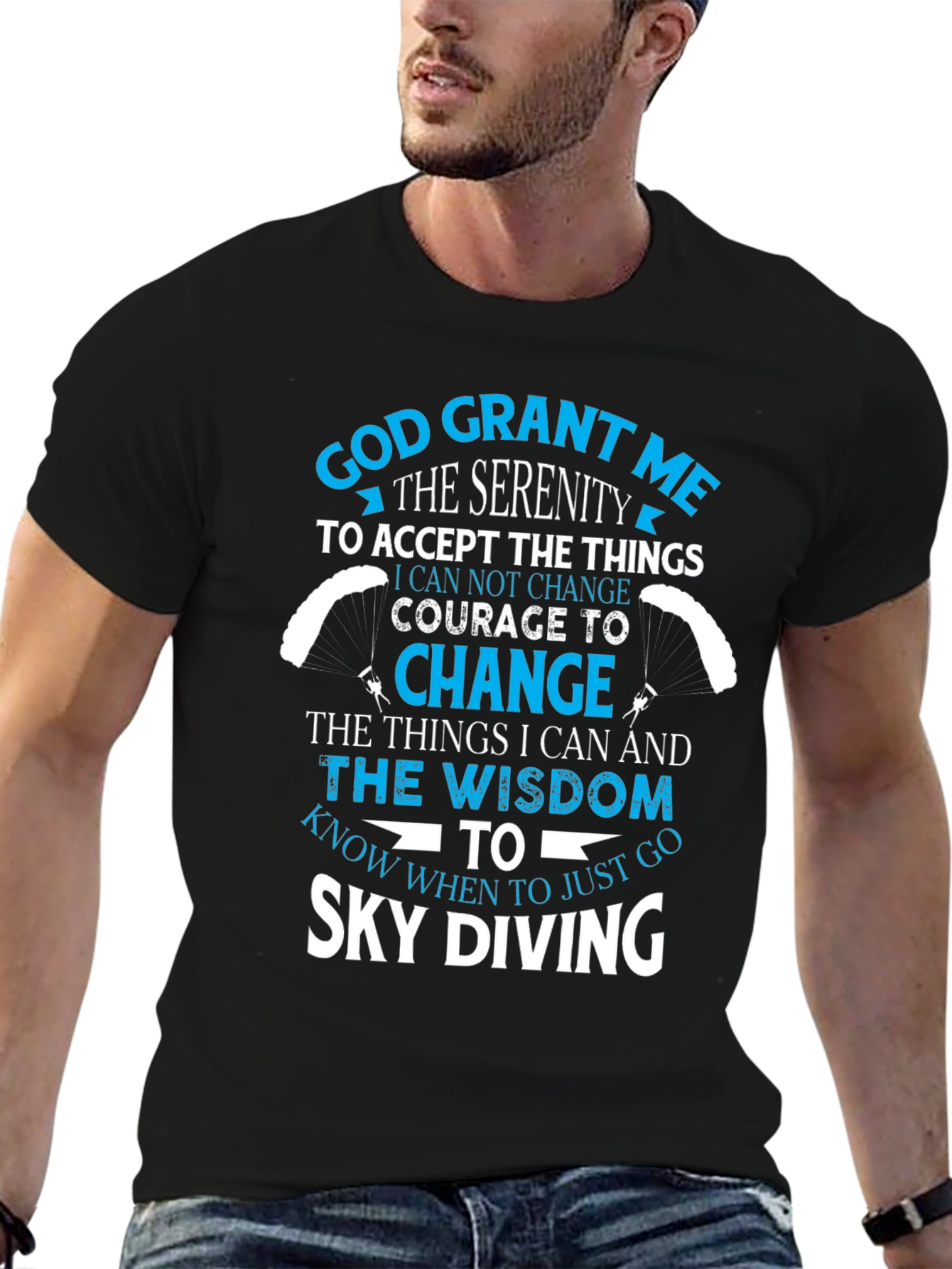 Sky Diving Serenity Prayer Graphic T-Shirt