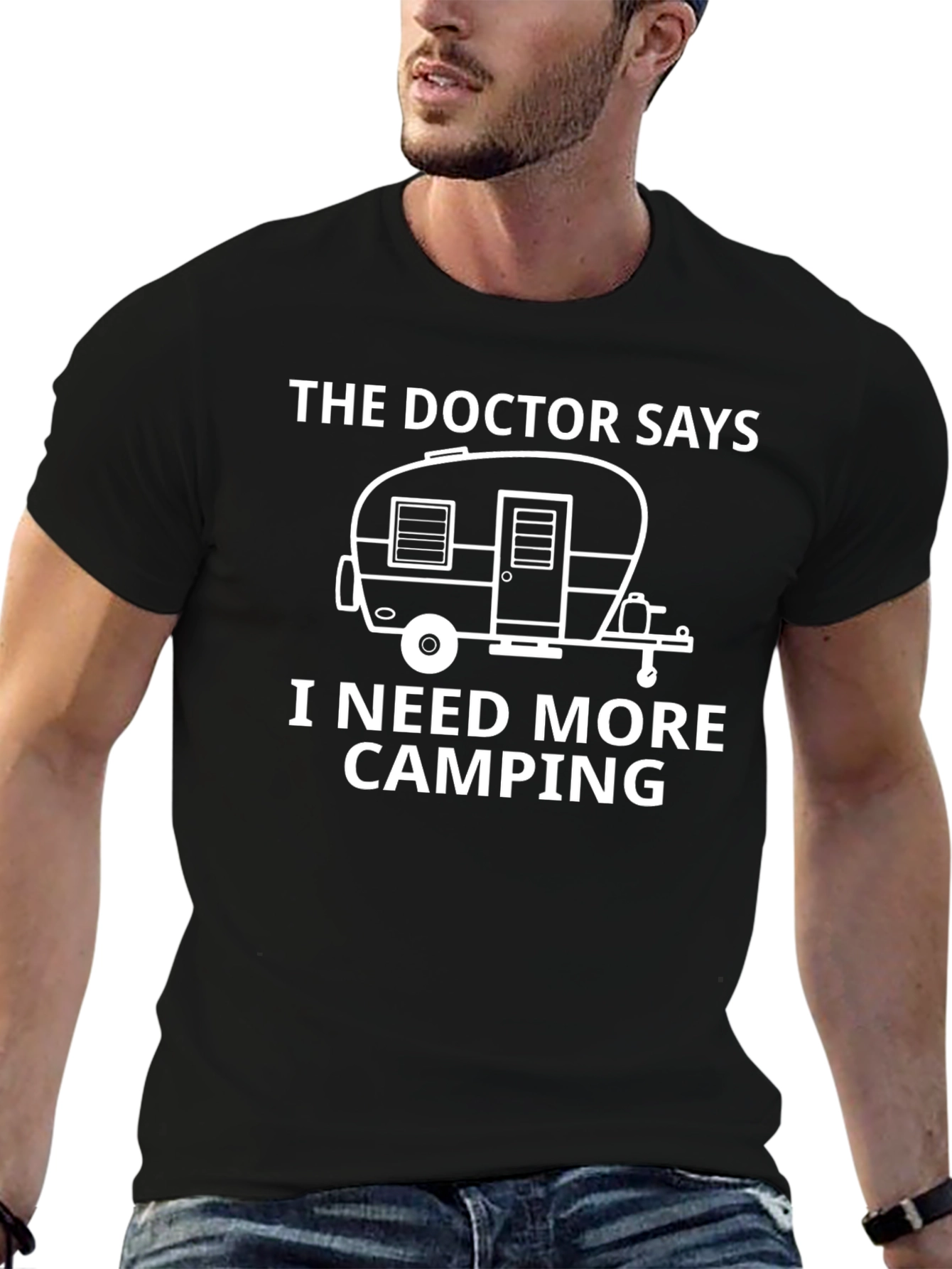 Doctor Says Camping Tee - Black Graphic T-Shirt