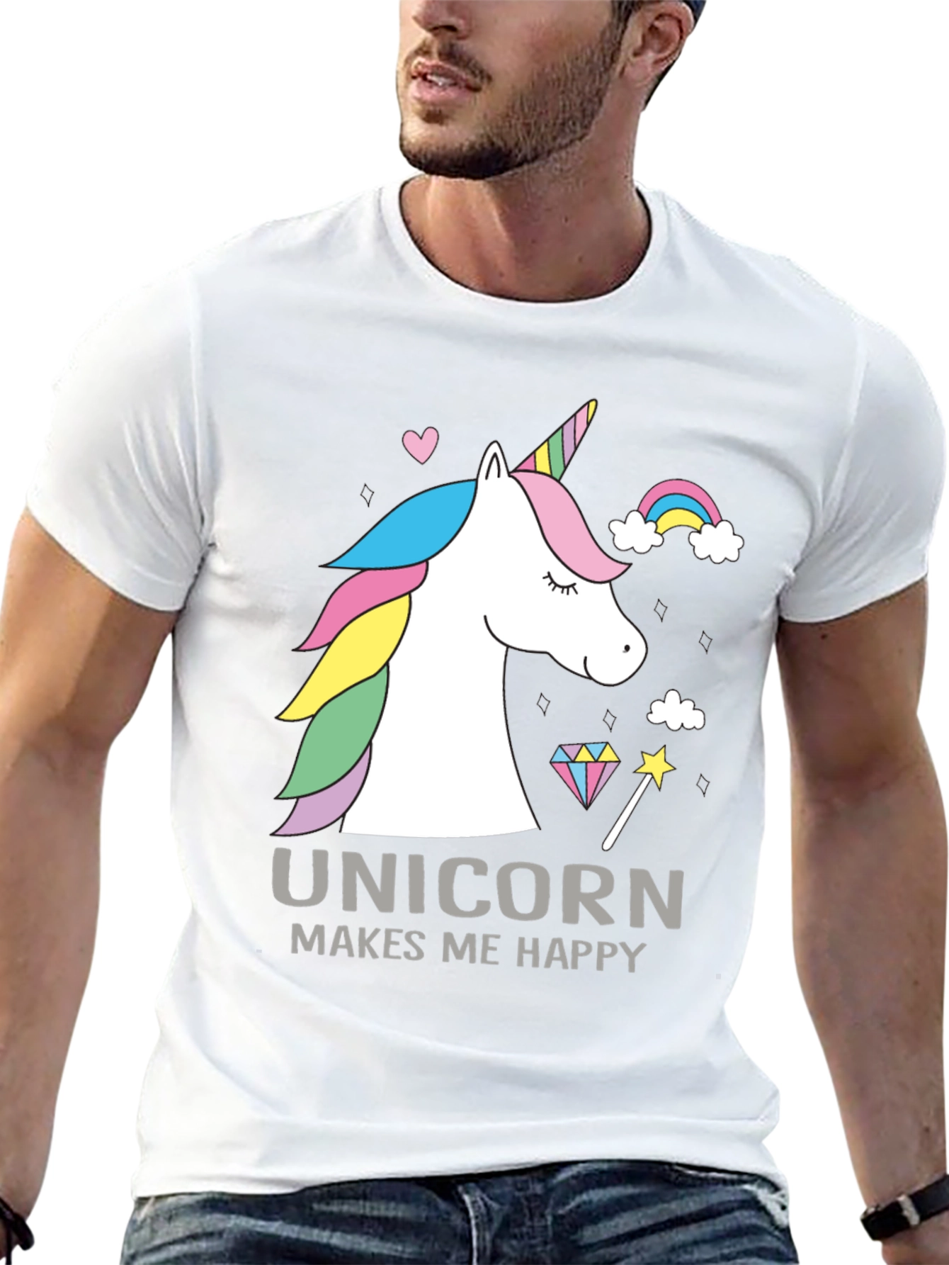 Unicorn Makes Me Happy Graphic T-Shirt