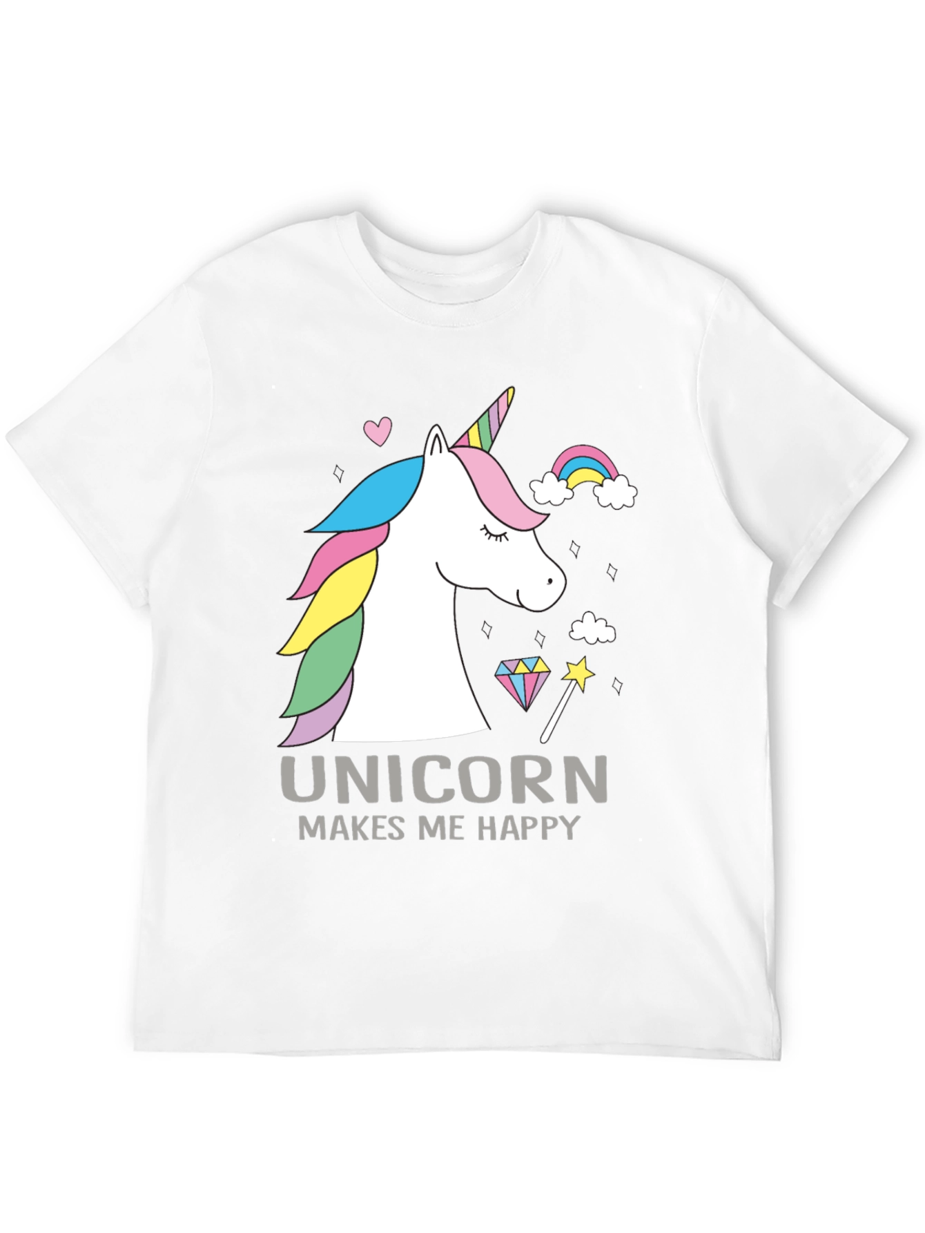 Unicorn Makes Me Happy Graphic T-Shirt