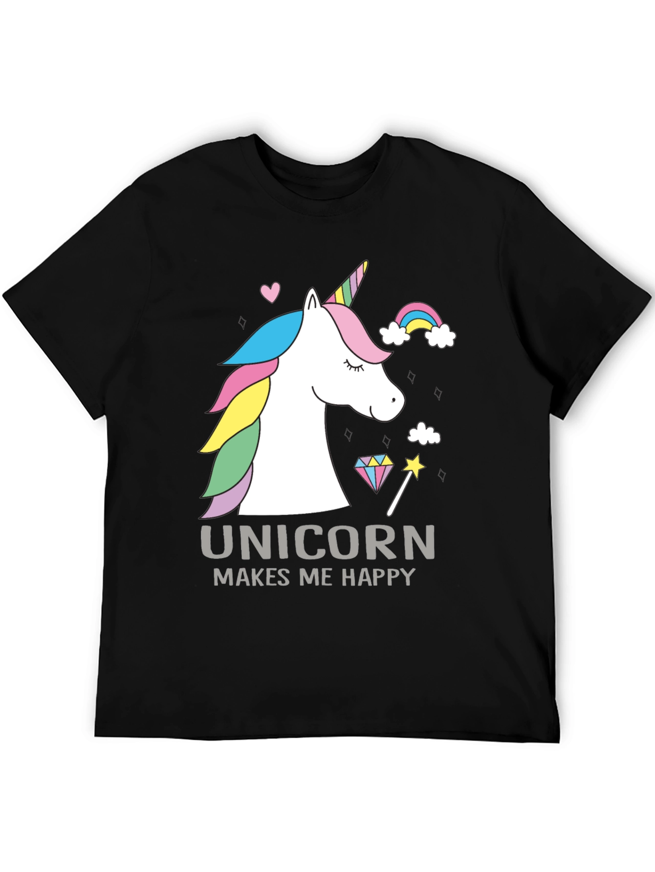 Unicorn Makes Me Happy Graphic T-Shirt