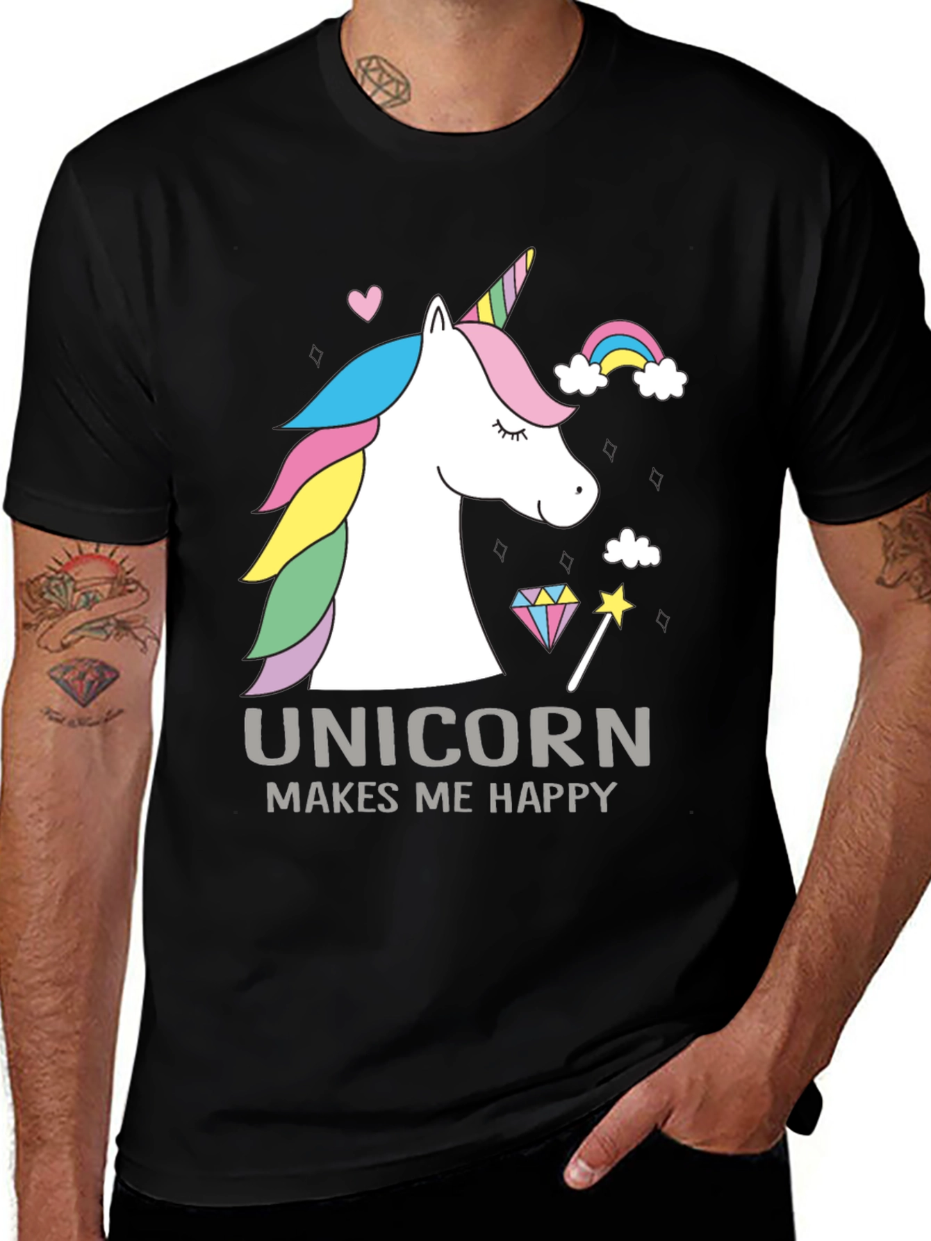 Unicorn Makes Me Happy Graphic T-Shirt