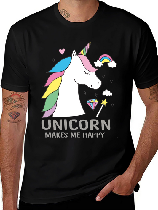 Unicorn Makes Me Happy Graphic T-Shirt