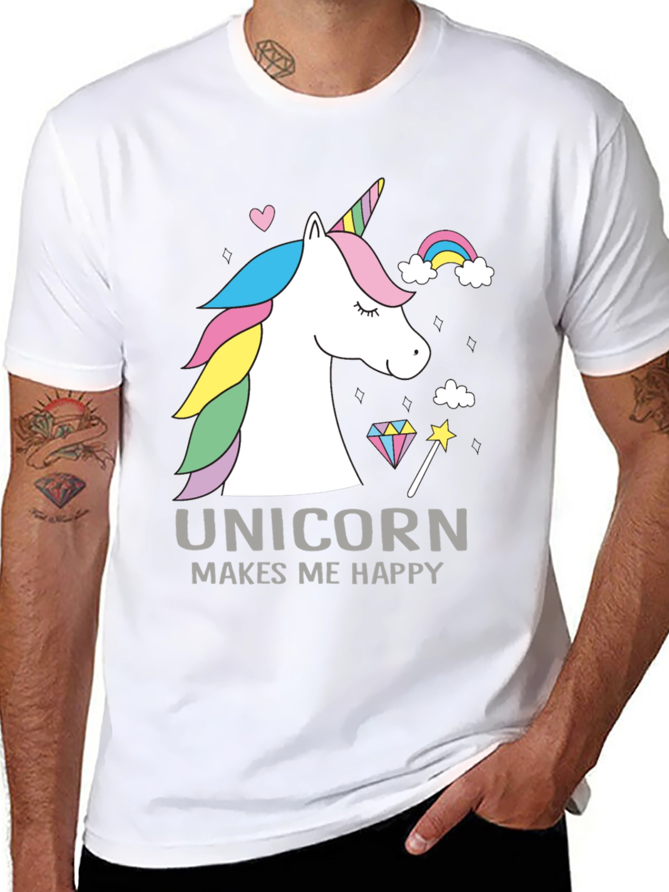 Unicorn Makes Me Happy Graphic T-Shirt