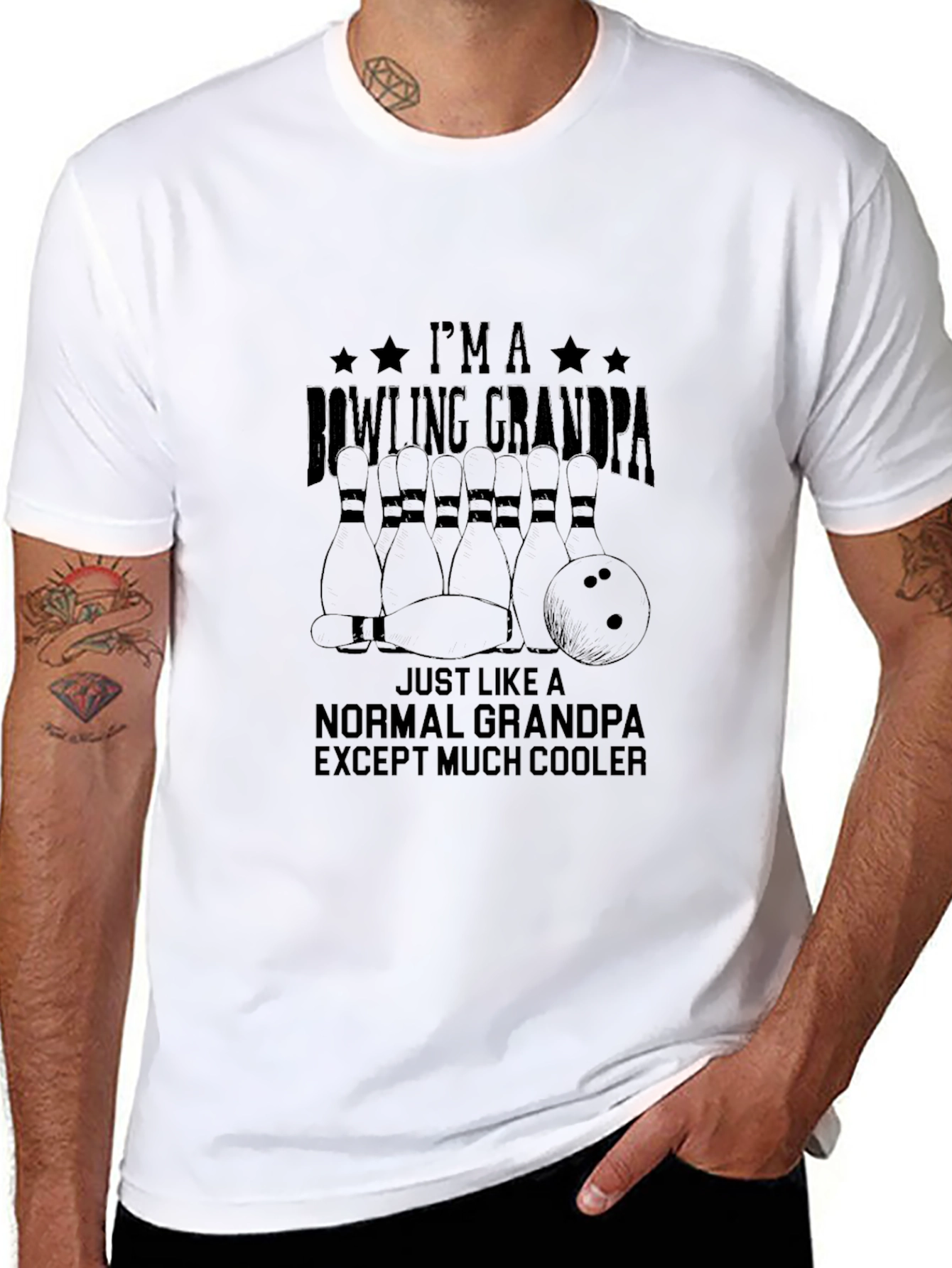 Bowling Grandpa T-Shirt - Cool Grandfather Tee