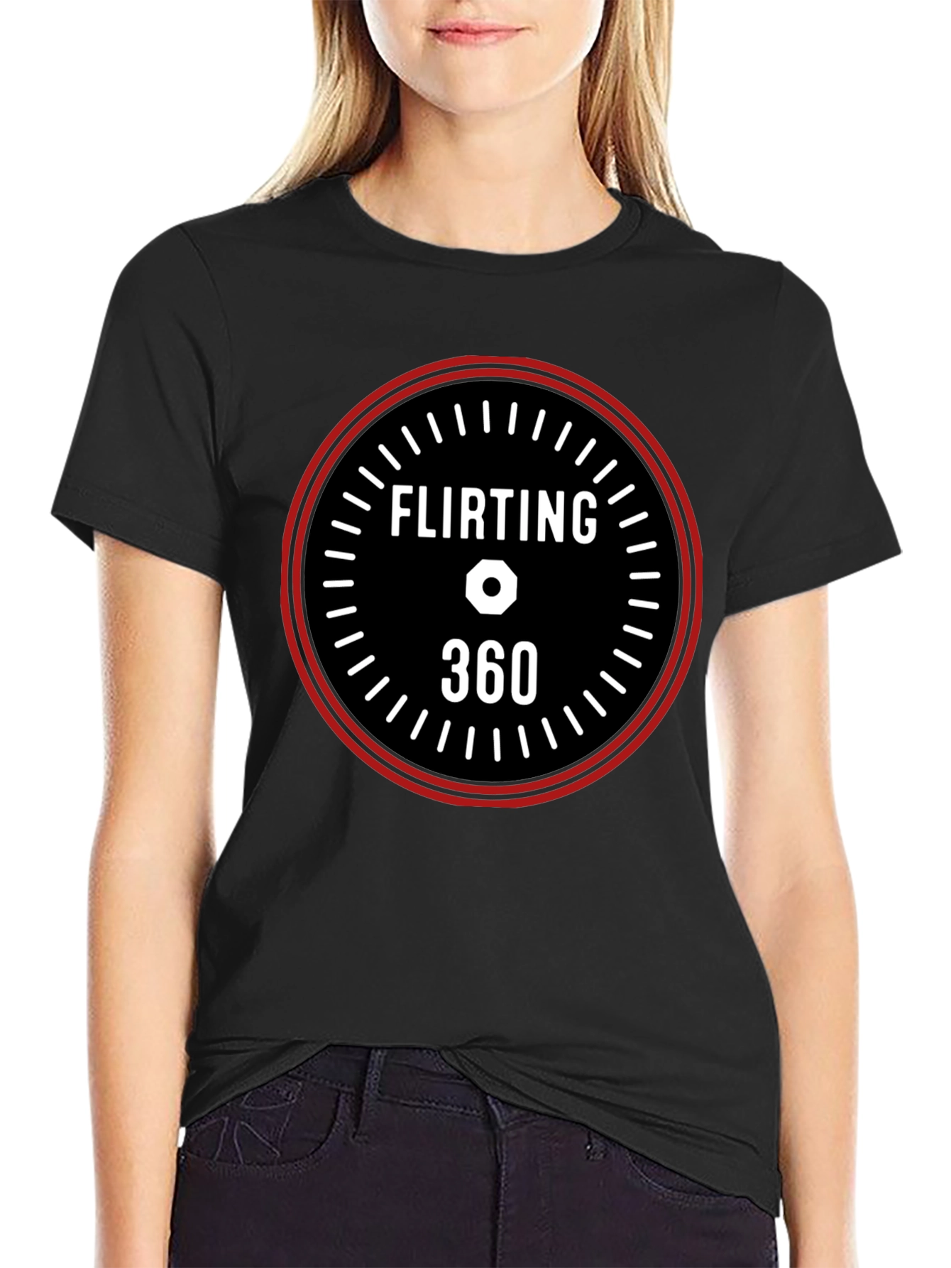 Flirting 360 Graphic Tee - Black Casual T-Shirt
