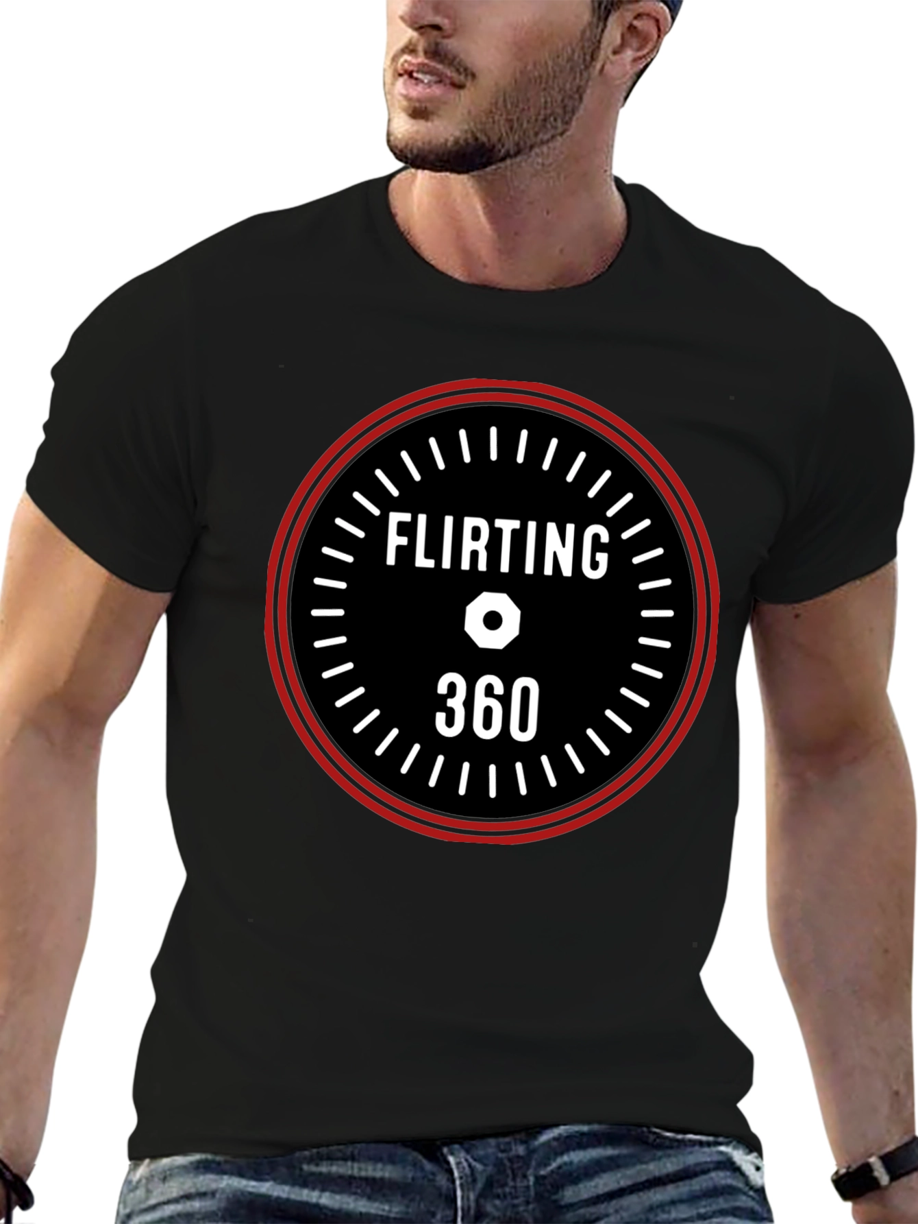 Flirting 360 Graphic Tee - Black Casual T-Shirt