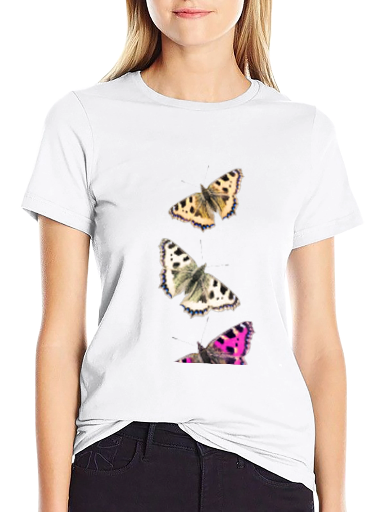 Butterfly Print Black T-Shirt