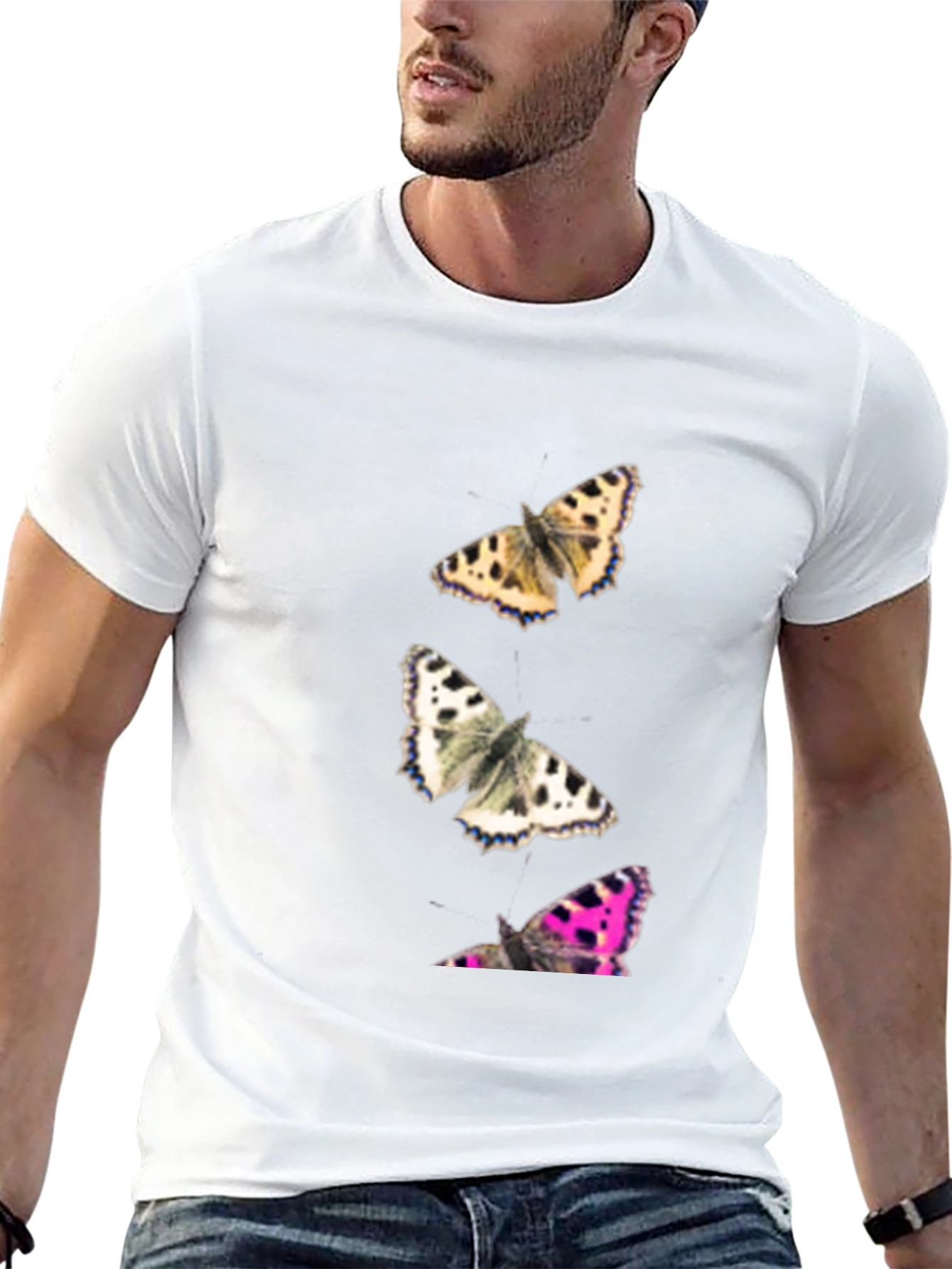 Butterfly Print Black T-Shirt