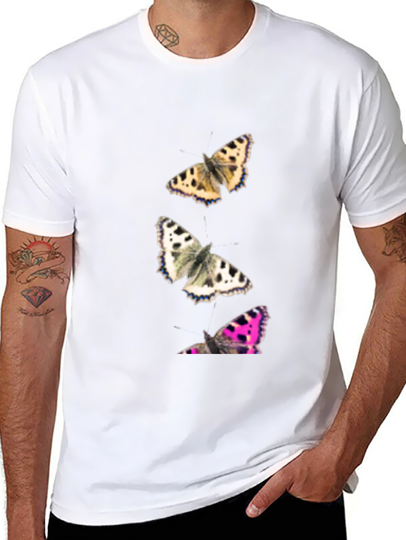 Butterfly Print Black T-Shirt