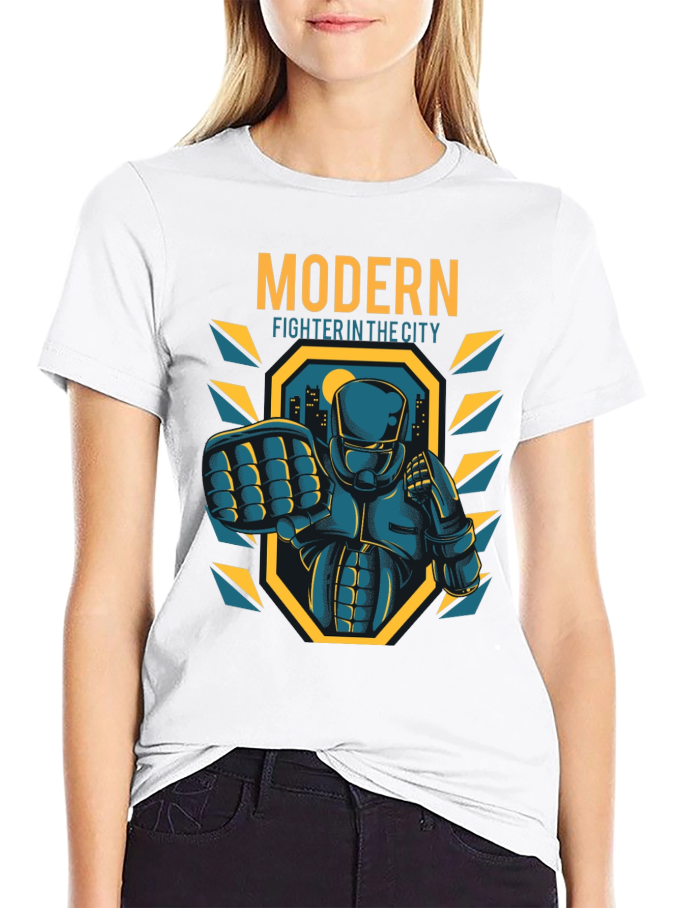 Modern Fighter City T-Shirt - Cool Graphic Tee
