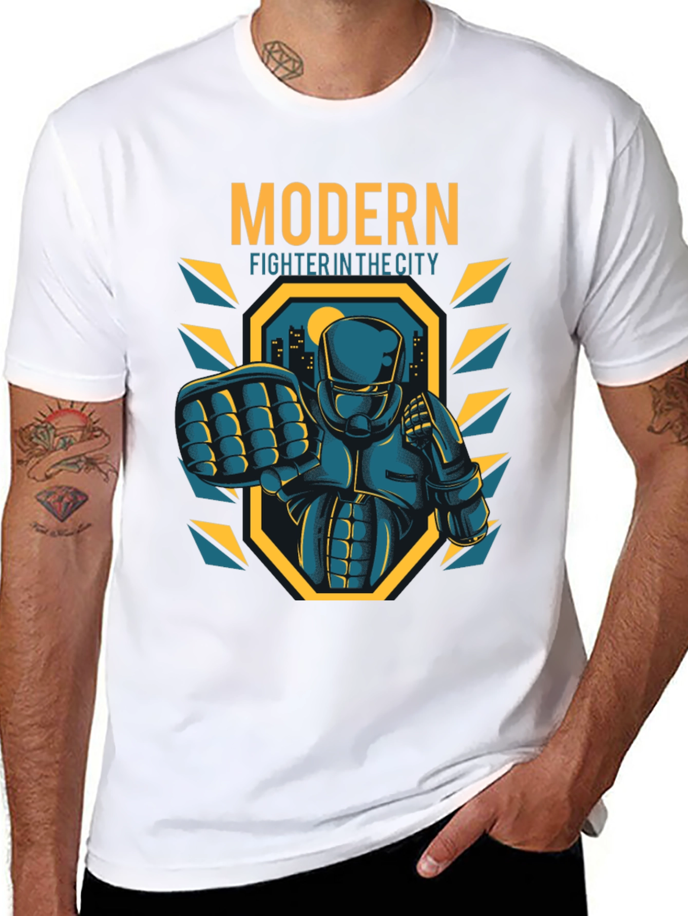 Modern Fighter City T-Shirt - Cool Graphic Tee
