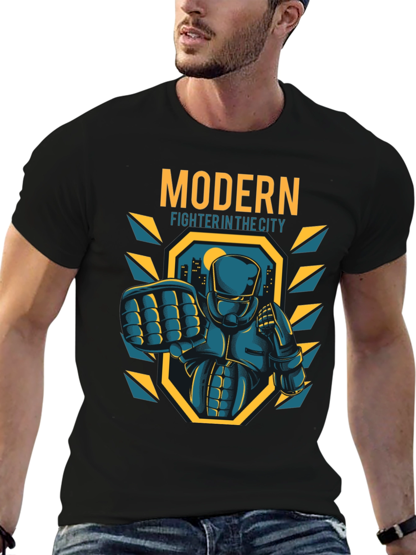 Modern Fighter City T-Shirt - Cool Graphic Tee