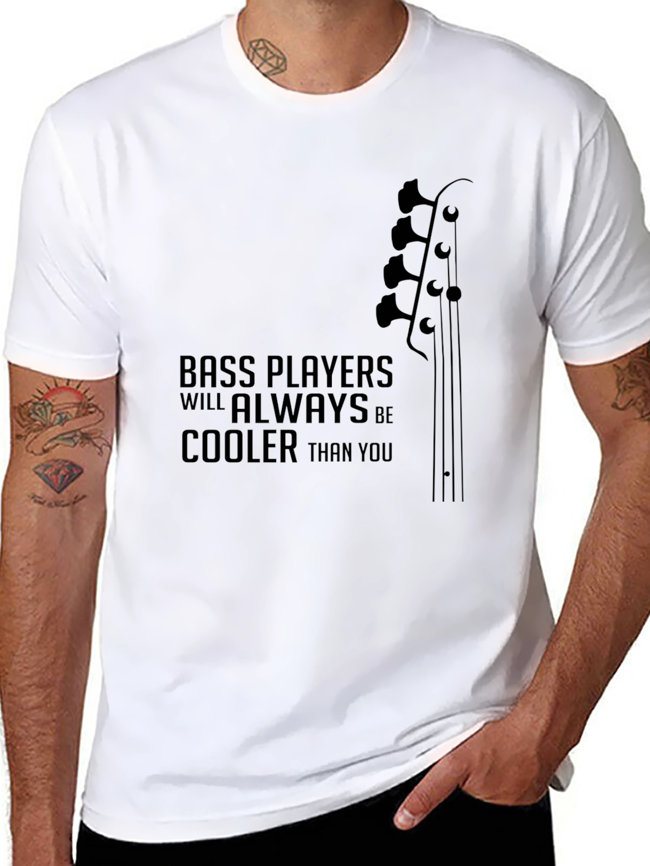Bass Players are Cooler T-Shirt - Black Graphic Tee