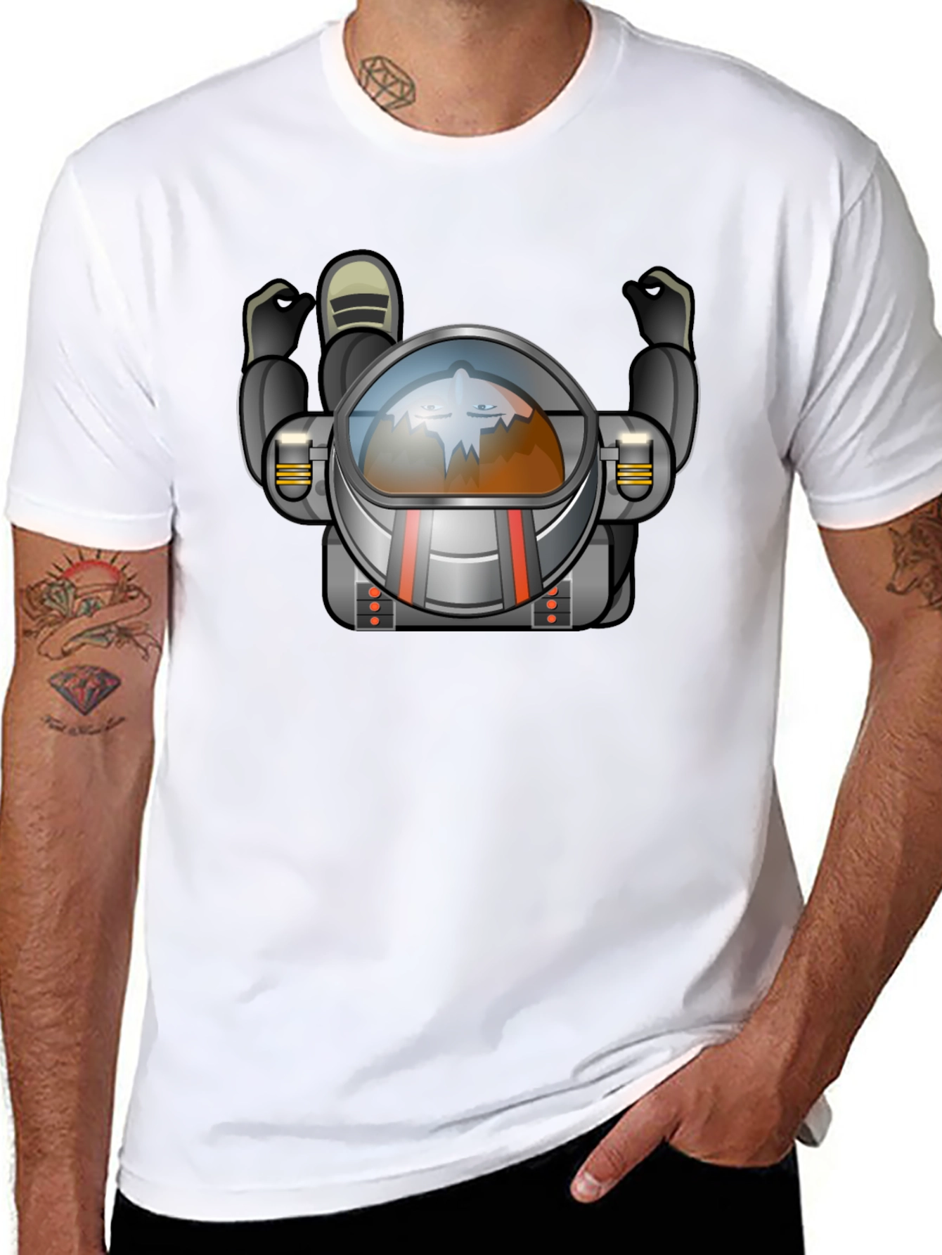 Cool Astronaut Graphic Black T-Shirt